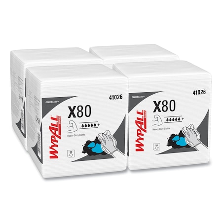 Wypall X80 Cloths, HYDROKNIT, 1/4 Fold, 12 1/2 x 12, White, PK200 KCC 41026